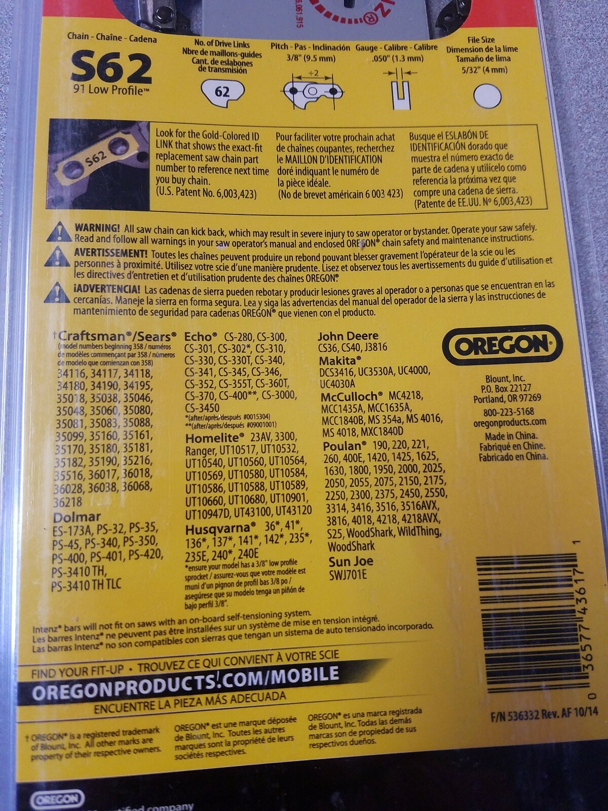 Husqvarna Bar And Chain Fit Up Chart