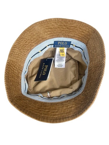 Polo Ralph Lauren Loft Bucket Hat Corduroy Golden Brown Natural Pony Cord L/XL - Picture 3 of 19