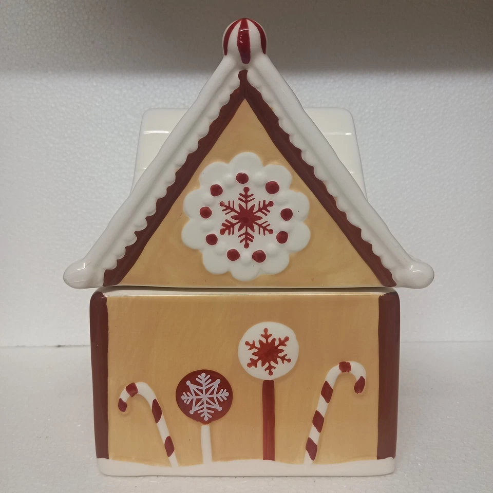 M&S Cookie Jar Biscuit Barrel Ceramic Gingerbread House Marks & Spencer VGC - Image 3 of 4