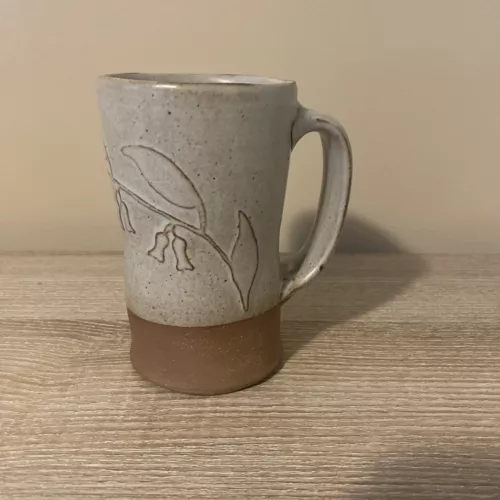 Art Pottery Tan Coffee Tea Mug Lilly of the Valley