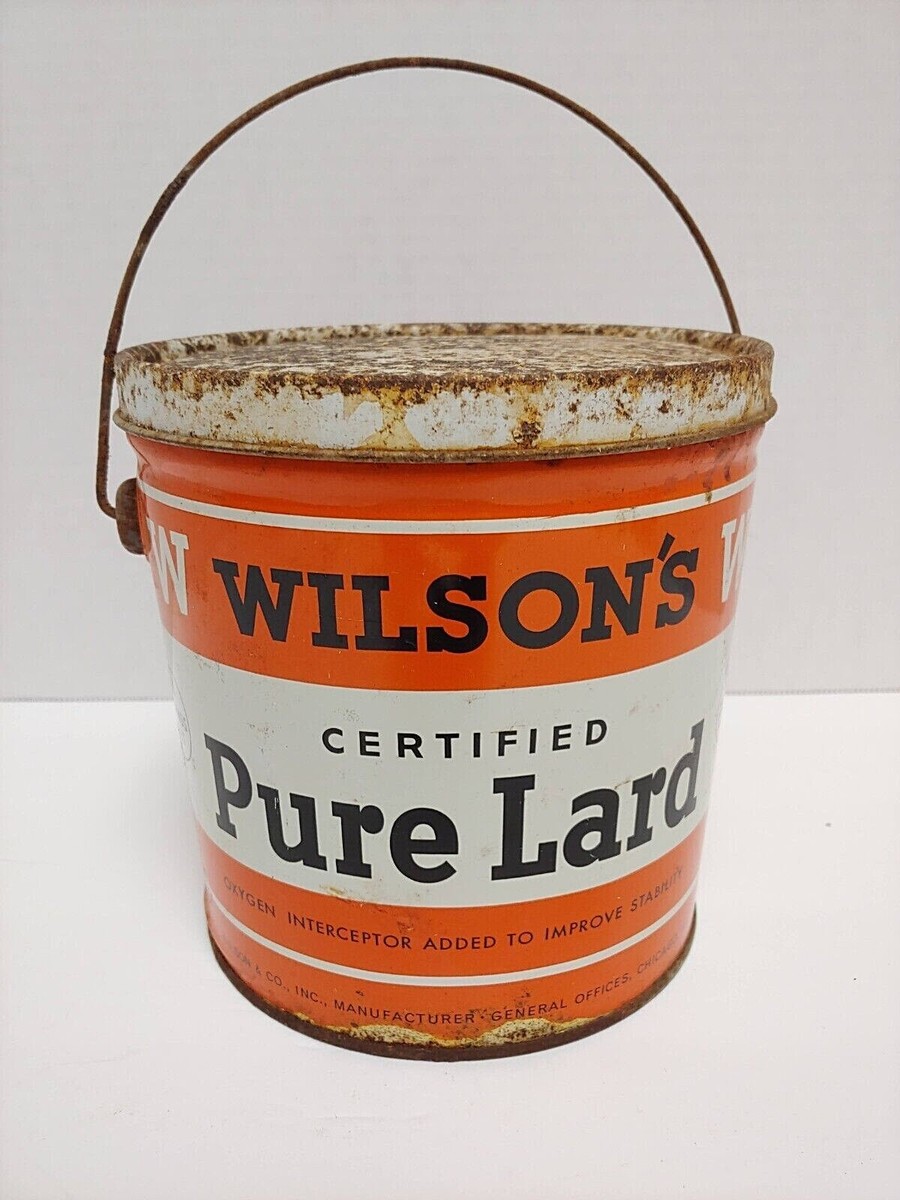 Vintage Wilson's PURE LARD 4-LB Metal Tin Can With Lid - Empty