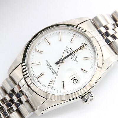 Rolex Datejust 36 Ref. 16014 Weißgold Lünette - weißes Zifferblatt - Jubiläumsarmband