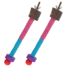 2PCS Parrot Perch Stand Wooden Parrot Biting Perch Stand Parrot Cage Toy