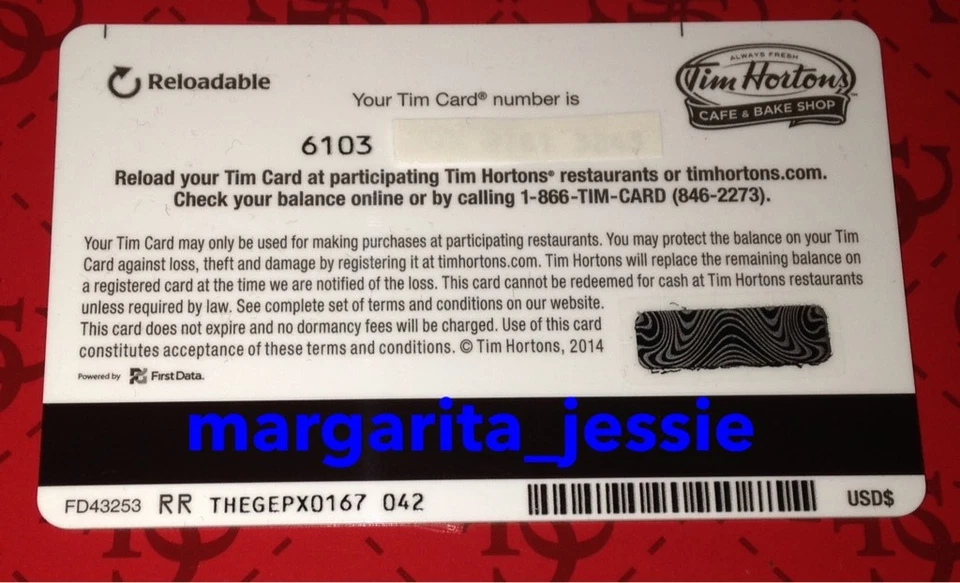 TIM HORTONS CAFE & BAKE SHOP GIFT CARD BUFFALO SABRES NHL 2014 NO VALUE FD43253 - Image 2 of 2