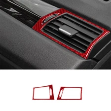 For BMW X3 F25 X4 F26 Red Carbon Fiber Car Side Air Vent Outlet Cover Trim 2Pcs