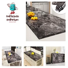 30"X118" Black Marble Countertop Peel and Stick Waterproof Brown Marble Conta...