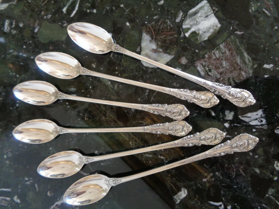 JUEGO DE 6 CUCHARAS DE TÉ HELADO VINTAGE WALLACE SIR CHRISTOPHER PLATA ESTERLINA CUBIERTOS Foto 2 de 4