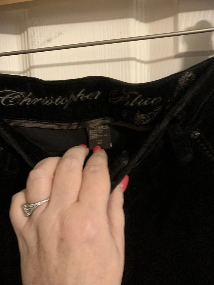 Pantalón terciopelo negro azul Christopher talla 10 Foto 3 de 4