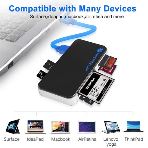 USB 3.0 Memory Card Reader Adapter 5GBPS for CF/ TF/ SD/ Micro SD/ XD/ M2/ MS - Picture 12 of 13