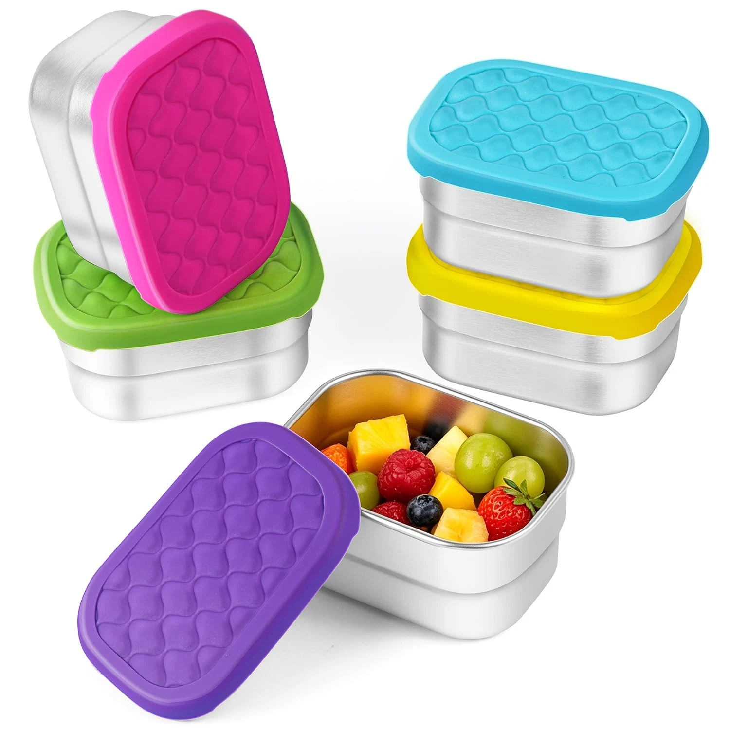 5 Pack 8oz Stainless Steel Lunch , Small Snack Containers with Lids, Reusable...