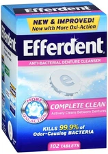 Efferdent Anti-Bacterial Dental Appliance Cleanser Tablets Complete Clean 102 EA