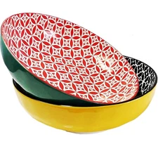 Large Salad Bowl 10.5-inch 80 oz 2 Spaghetti Bowls - Colorful Party Dishes Id...