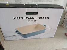 NEW Servappetit 9 X 13 Blue Rectangular Stoneware Baker