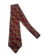 Polo Ralph Lauren Men's Tie Red Gold Geometric Pattern 100% Silk Made in USA