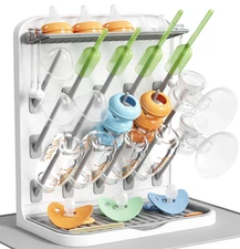 Lifewit Large Baby Bottle Drying Rack with Drain Mat, 15 Hooks Vertical Rack Dry