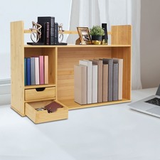 Estantería de Escritorio Madera Escritorio Hutch Organizador 2 Niveles Oficina Escritorio Estante Madera Color