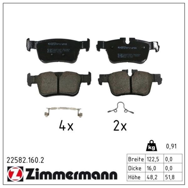 Zimmermann BremsbelÄGe Satz Hinten Passend FüR Volvo S60 S90 V60 V90 XC60 | 2258-image