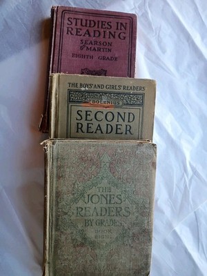 Lot of 3 Antique School Readers Jones, Bolenius, Searson & Martin (849)