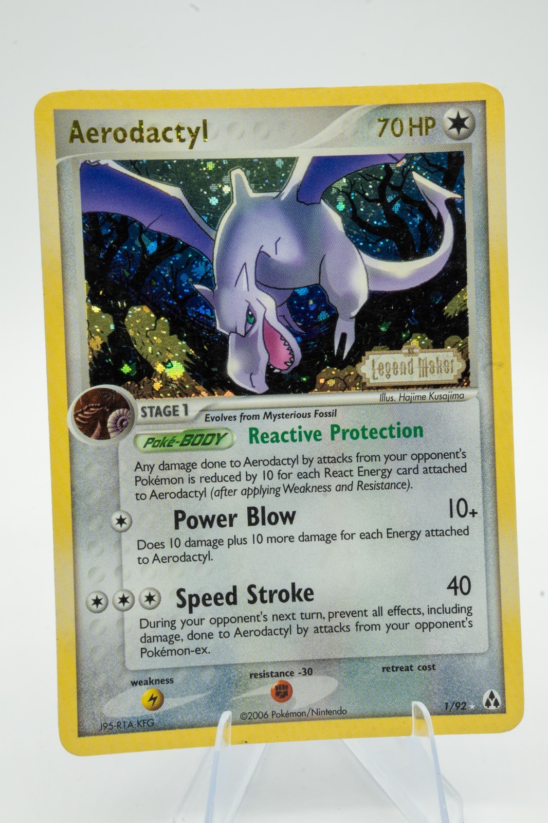 Pokemon Card - Aerodactyl Legend Maker 1/92 Reverse Holo Stamped MP+ LP- SEE PIC