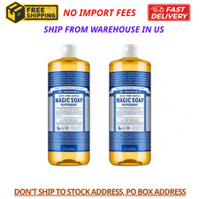 Dr. Bronner's Peppermint Pure-Castile Liquid Soap 32 oz 2-Pack Fast Ship USA
