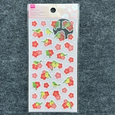 Bird Sticker Sheet Plum Blossoms Japanese Bush Warblers Flowers in Season Daiso