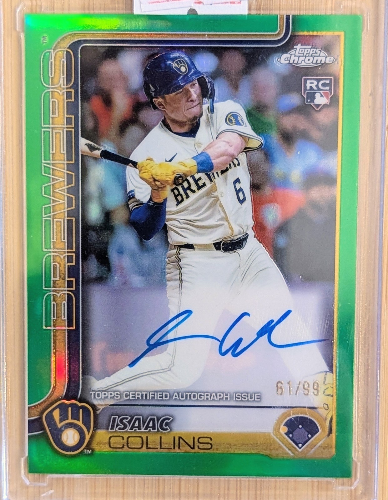  Isaac Collins Auto /99 #78 Green Refractor (RC) 2025 Topps Chrome KC Royals 