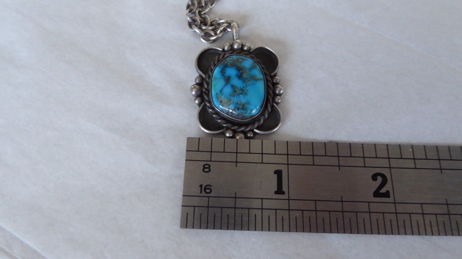 Turquoise Solid Sterling Silver Necklace Pendant … - image 15