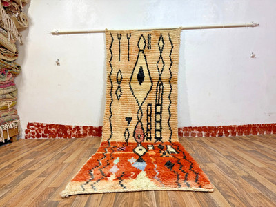 Colorful Wool Runner, Runner Moroccan Berber RUNNER RUG , Boujad Runner Rug