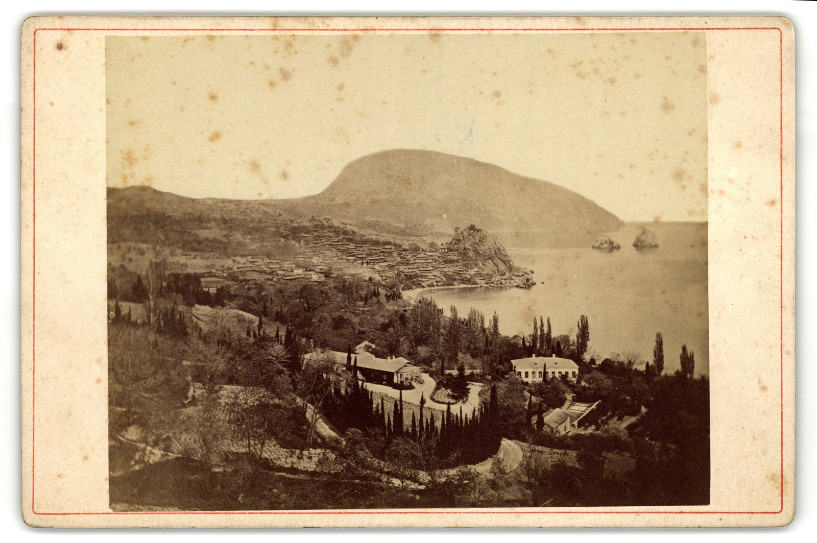 Cabinet Card Circa 1890s Orlov Scenic View Gurzuf Village & Ayu Dag Yalta Crimea