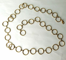 Vtg Gold-Tone Metal O-Ring Chain Belt 43" Adjustable Gypsy Tribal Belly Dance