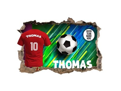 Personalisierte Wandbilder Fußball Schlafzimmer - 3D Vinyl Aufkleber individueller Name Sticker 124