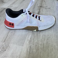 Under Armour TriBase Reign 4 Mens 9 Training Shoes White Red Gum Sneakers