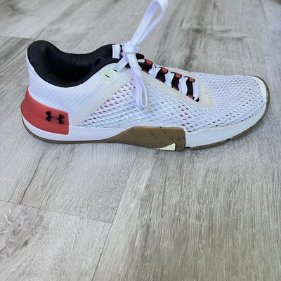 Under Armour TriBase Reign 4 Mens 9 Training Shoes White Red Gum Sneakers