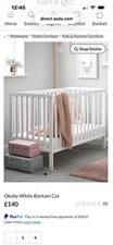 Obaby Bantam Space Saver Cot White, Compact Baby Cot