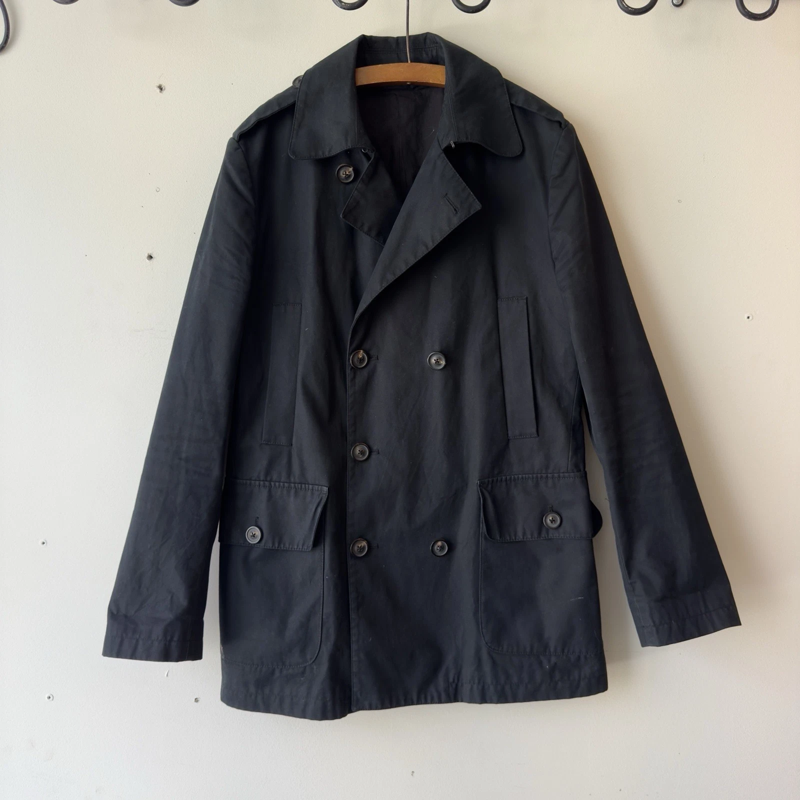 Giacca Maison Margiela nera doppiopetto cotone moleskin 2010