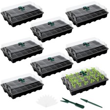 8 Pack 192 Cells Seed Starter Tray Kit Seedling Tray Propagator Plant Grow Tr...