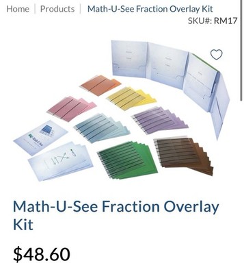 Math U See Fraction Overlay Kit Brand New Retails $48