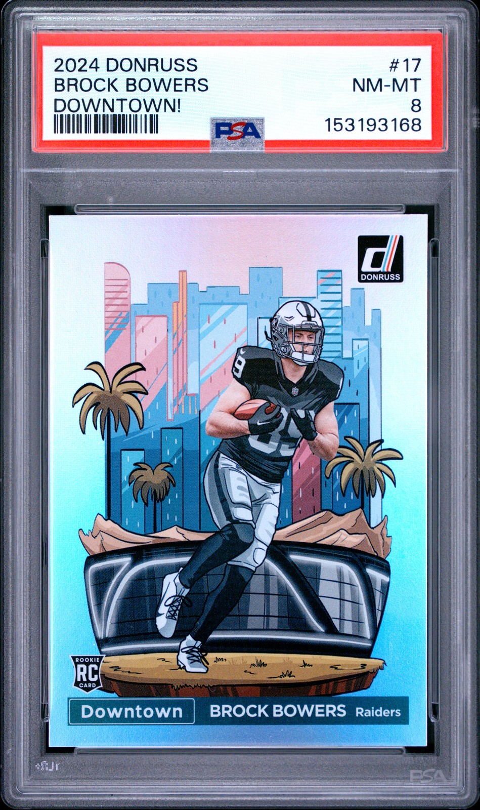 2024 PANINI DONRUSS DOWNTOWN! #17 BROCK BOWERS PSA 8