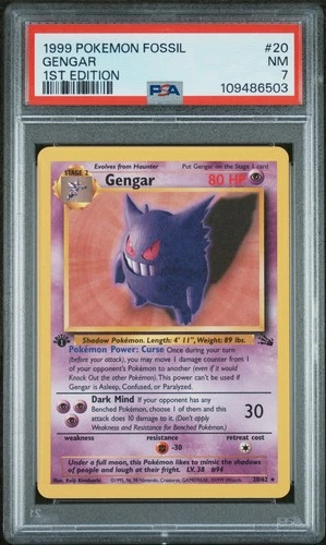 PSA 7 Pokemon TCG 1999 Pokemon Fossil 1st Edition #20 Gengar NM
