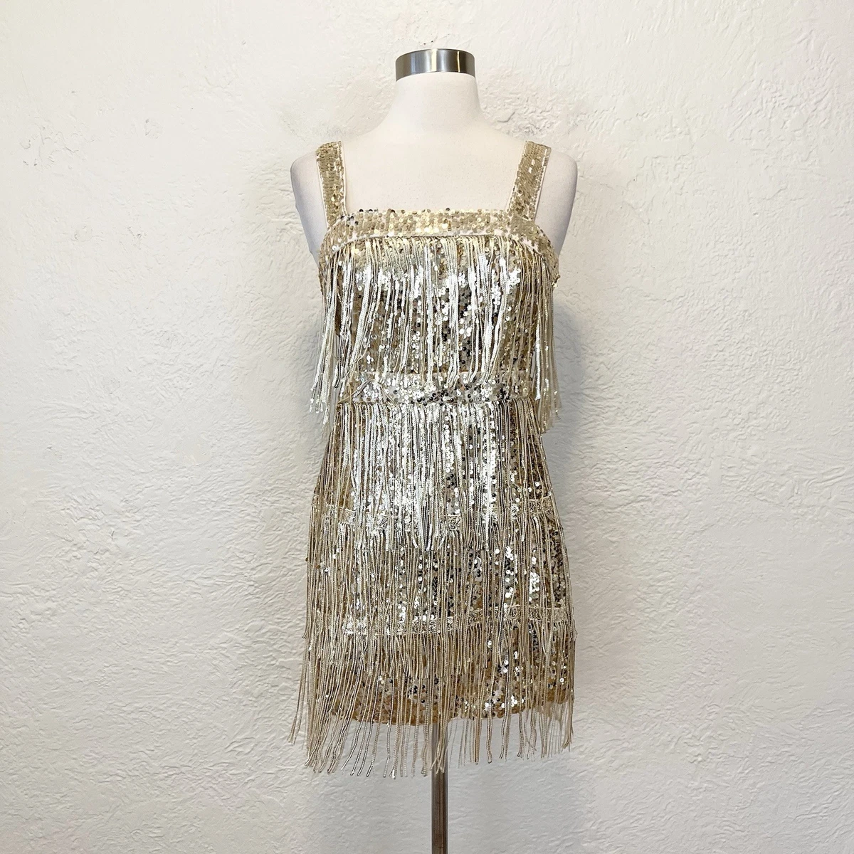 gold fringe dress products for sale | eBay