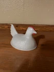 Vintage- Indiana Milk Glass Small Hen on a Nest(top)