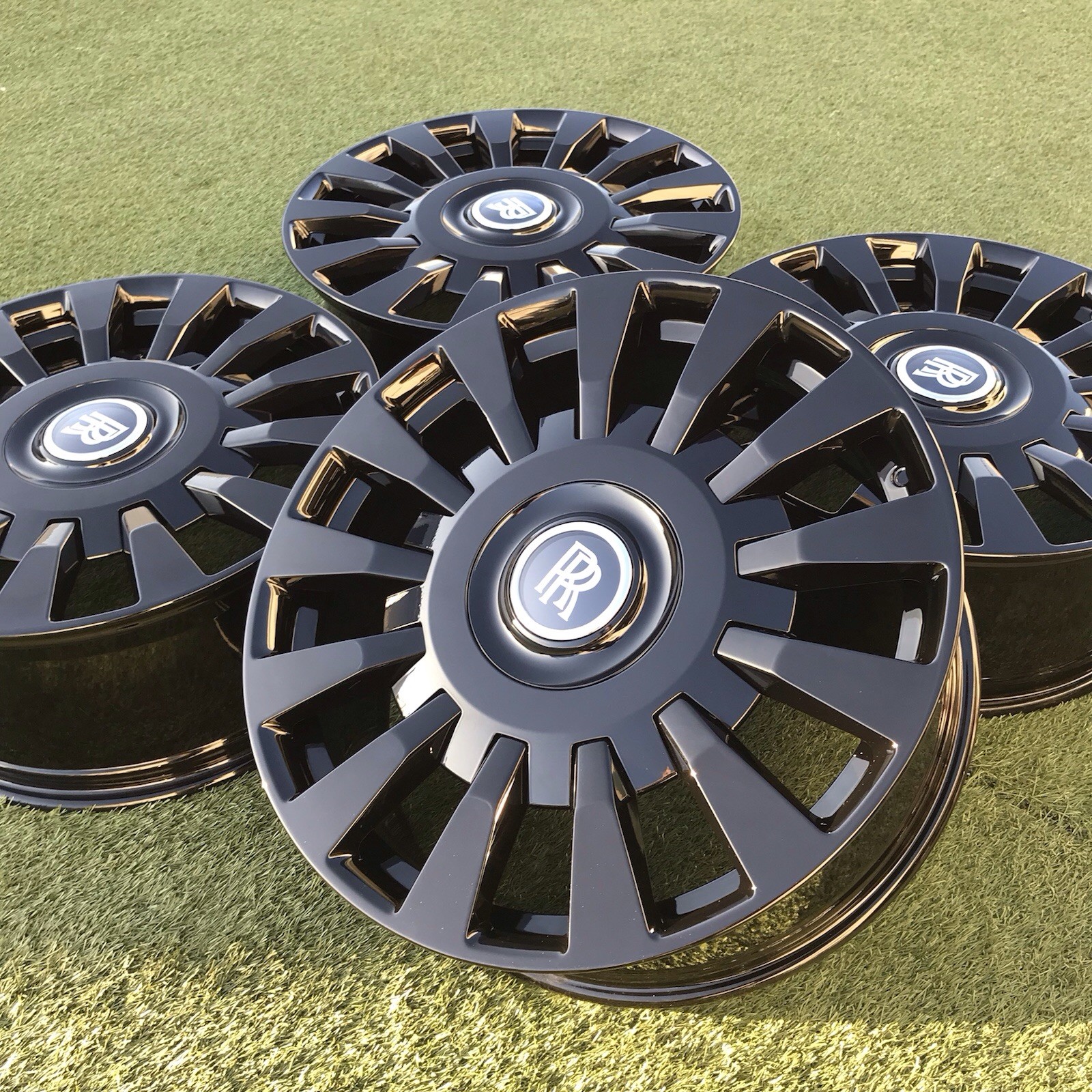 22 ROLLS ROYCE PHANTOM GLOSS BLACK RIMS STOCK OEM 6883747 6883748 WHEELS