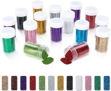 TORC Ultra Fine Glitter Powder Set - 12 Colors Set, multicolored 