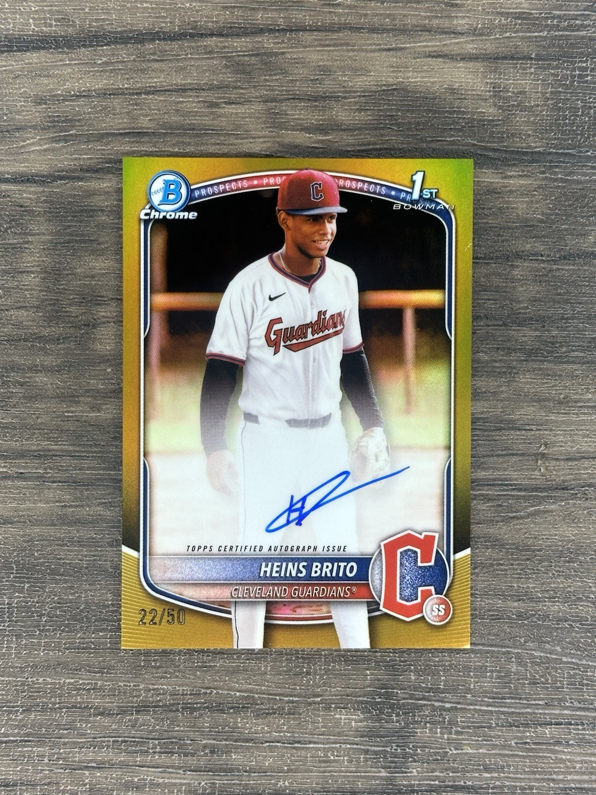 HEINS BRITO 2025 BOWMAN CHROME 1ST AUTOGRAPH GOLD REFRACTOR AUTO /50