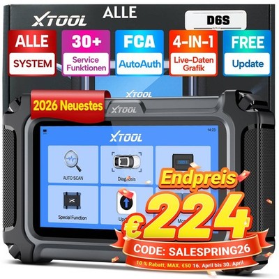 XTOOL D6S Profi KFZ Diagnosegerät Auto OBD2 Scanner EPB SAS DPF/GPF BMS Reset DE