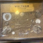 ANTIQUE WALTHAM RIVERSIDE POCKET WATCH MOVEMENT PARTS DISPLAY - DAMAGED