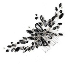 Teardrop Hair Combs Black Delicate Opal Crystal Comb Clips Bride Wedding Hair...