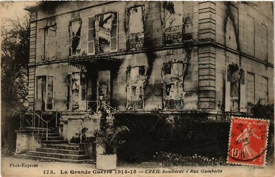 Old postcard Creil Bombardee-Rue Gambetta FRANCE (1014106)