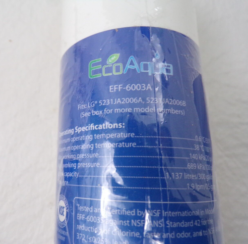 EcoAqua eff-6003a Refrigerator Filter, new in shrink wrap. LG. Kenmore - Picture 2 of 3