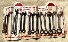 VINTAGE OXWALL 14-PC BOX AND OPEN WRENCH SET  NO. 3972